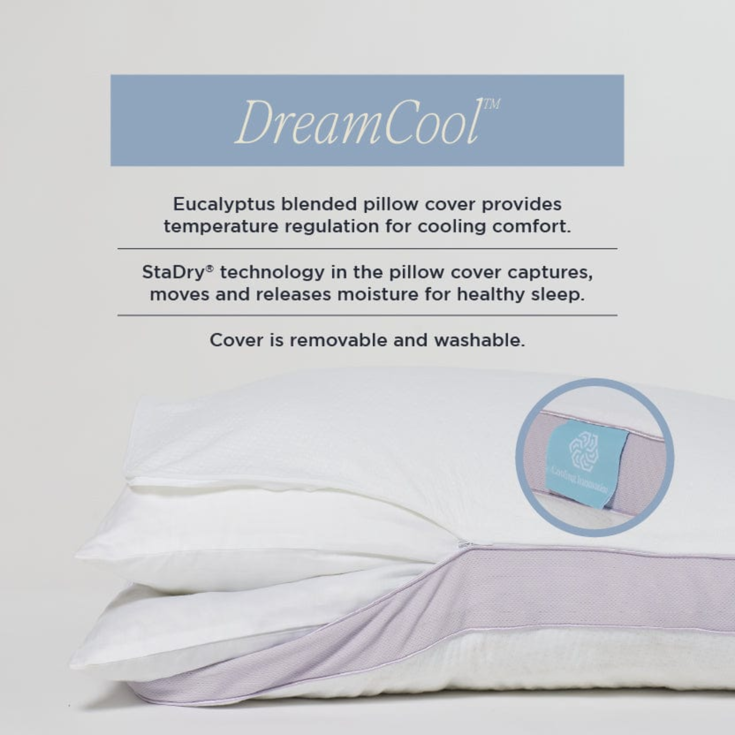 DreamFit DreamCool Adjustable Duo Pillow | 2 Inserts
